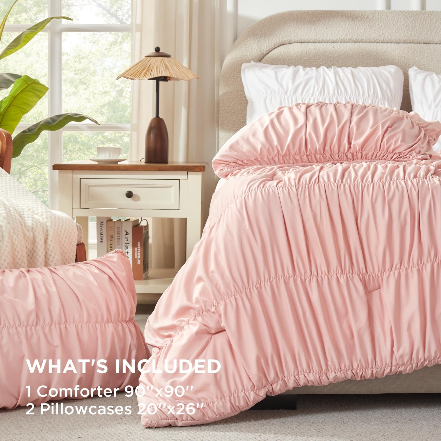 Queen 3-Piece Sage Green Ruffle Lightweight Comforter Set