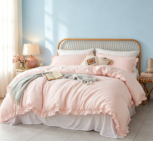 Full 2-Piece Ruffle Shabby Chic Microfiber Comforter Set with Shams