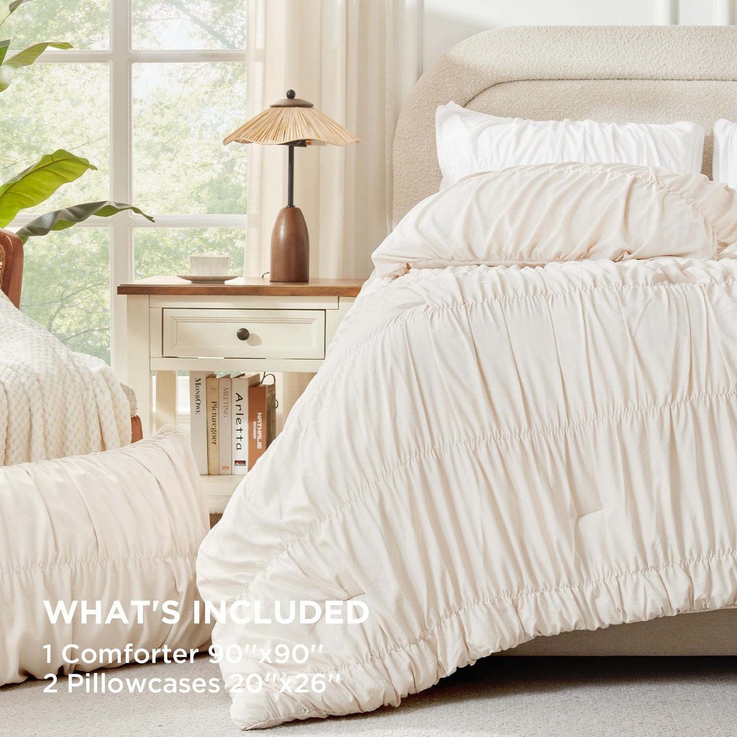 Queen 3-Piece Sage Green Ruffle Lightweight Comforter Set
